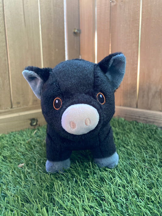 Tofu - The 7" Black Pot-bellied Plush Pig Stuffed Animal Toy