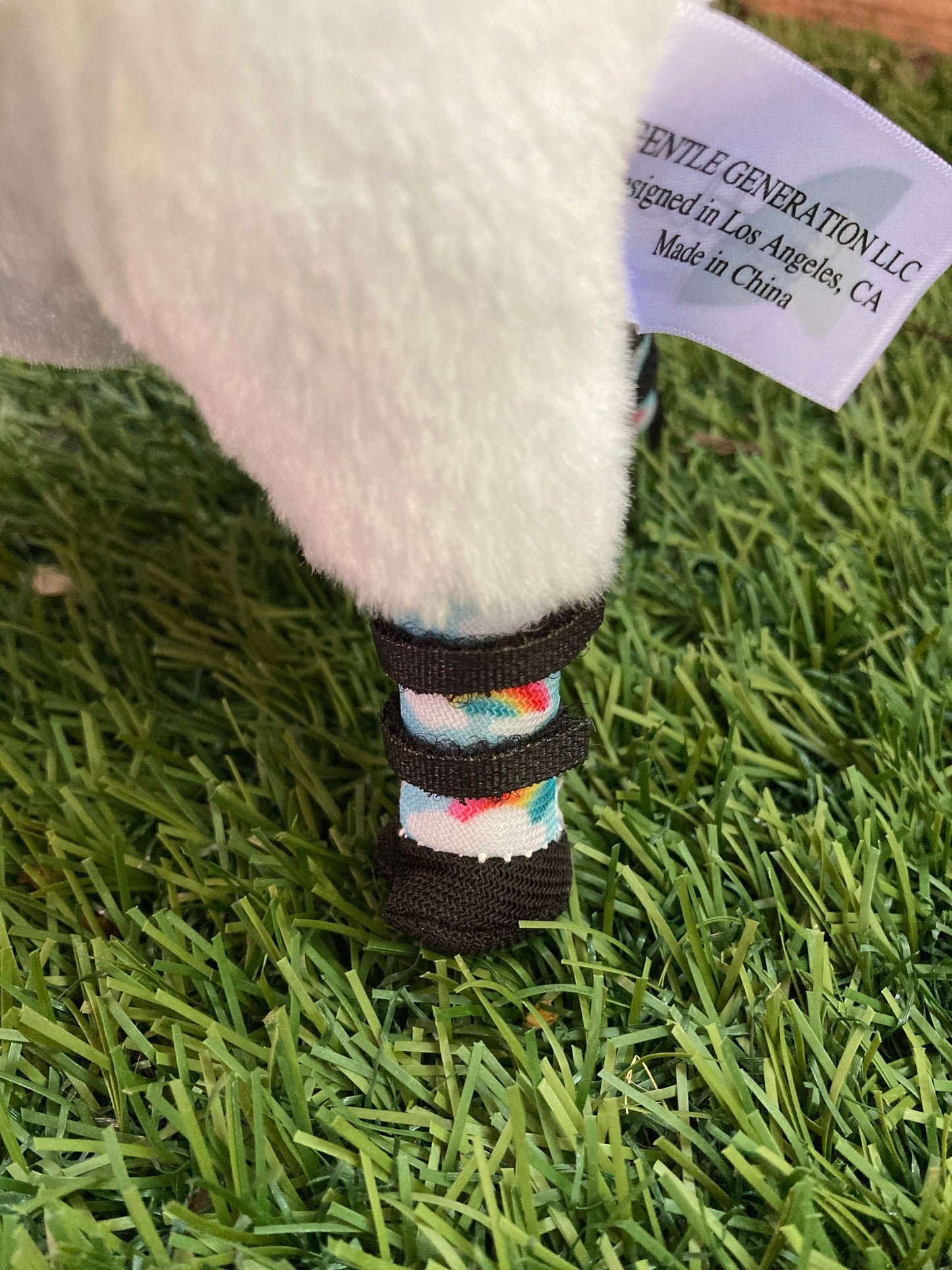 Espy - 8" White Goat Plush with Disability - Prosthetics on Back Feet Stuffed Farm Animal Toy - All Abilities Animal